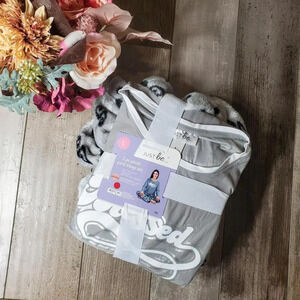 NWT Just Be "Blessed" Women's Size Large 2pc Fleece Sleep Set Gray Metallic